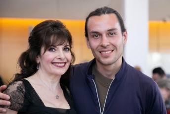 Pianist Catherine Wilson, soloist with Symphony on the Bay, with conductor Claudio Vena for the orchestra’s season finale at the Burlington Performing Arts Centre, Burlington, ON on Sunday, May13, 2018.  Post-concert in the lobby with Catherine’s nephew Greg Wilson.  Photo by Marion Voysey
