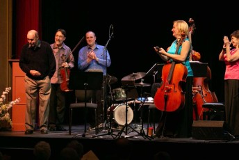 EV’s Sold-Out Tribute to Rick Wilkins concert: Orillia Opera House, March 3, 2019 for Orillia Concert Association:  RICK WILKNS himself; Norman Hathaway, viola; Nick Fraser, drums; Jim Vivian, bass; Sybil Shanahan, cello; Catherine Wilson, piano.  Photo by Marion Voysey