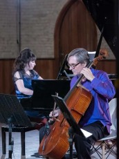 Ensemble Vivant: Live Virtual Concert, November 15, 2020 at St. George By The Grange in Toronto:  Catherine Wilson, piano/artistic director; Tom Mueller, cello
Photo by Linda Schettle 